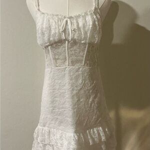 Mixed Threads size Medium White Lace Milkmaid  Mini Dress